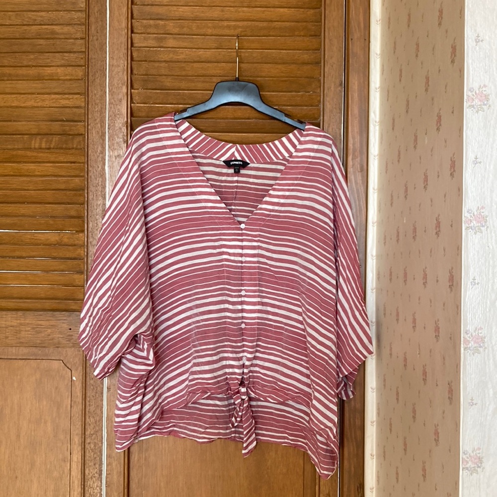 Express Women Red and white Top